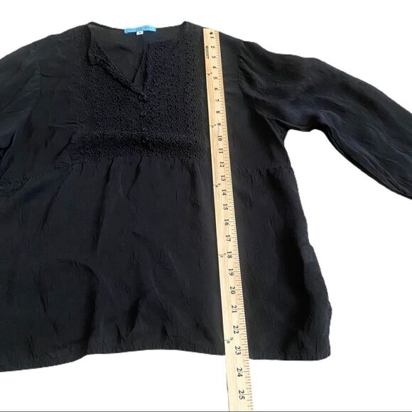 Johnny Was Sheer Black Blouse w/ Lace  Sz M. EUC - Picture 10 of 10